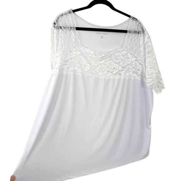 Jessica London Lace Short Sleeve Tee Plus size 30/32 White Short Sleeves - Picture 2 of 9